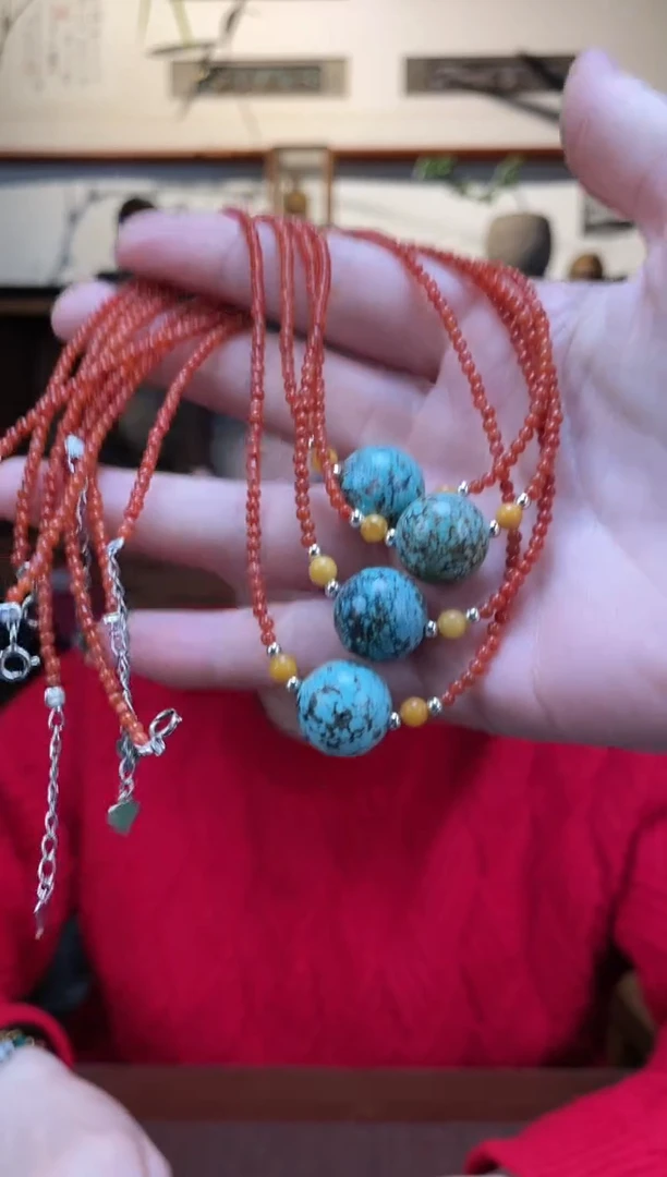 【闪购商品】南红玛瑙颈链银S925镶嵌南红颈链*20ZD多样性发一