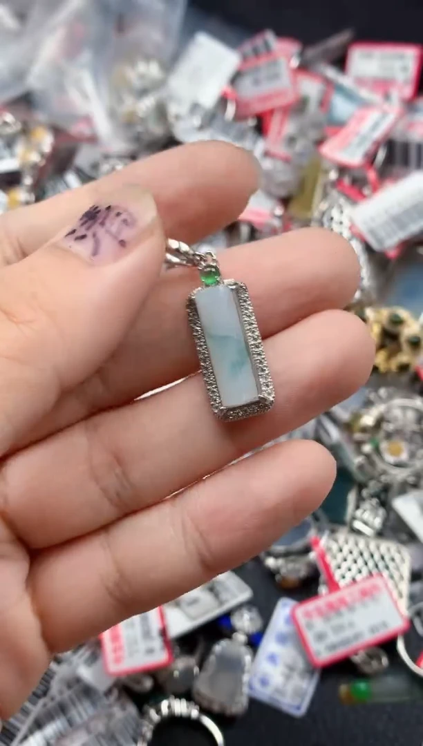 银S925镶嵌戒指翡翠天然A货缅甸翡翠