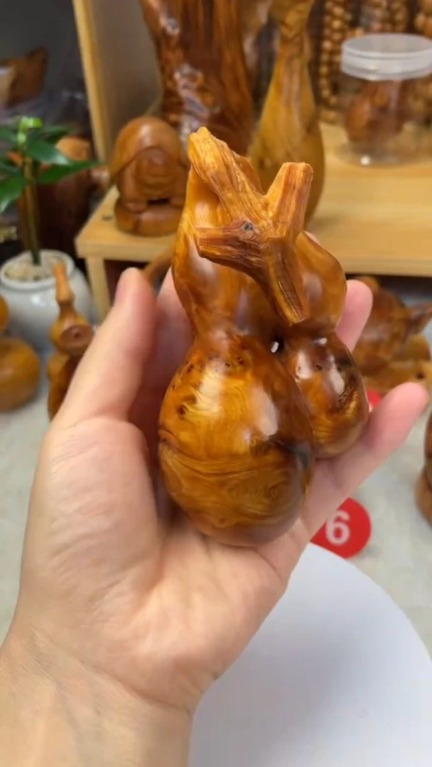 木太行崖柏精品瘤花手工雕刻双生葫芦自带天然木质香