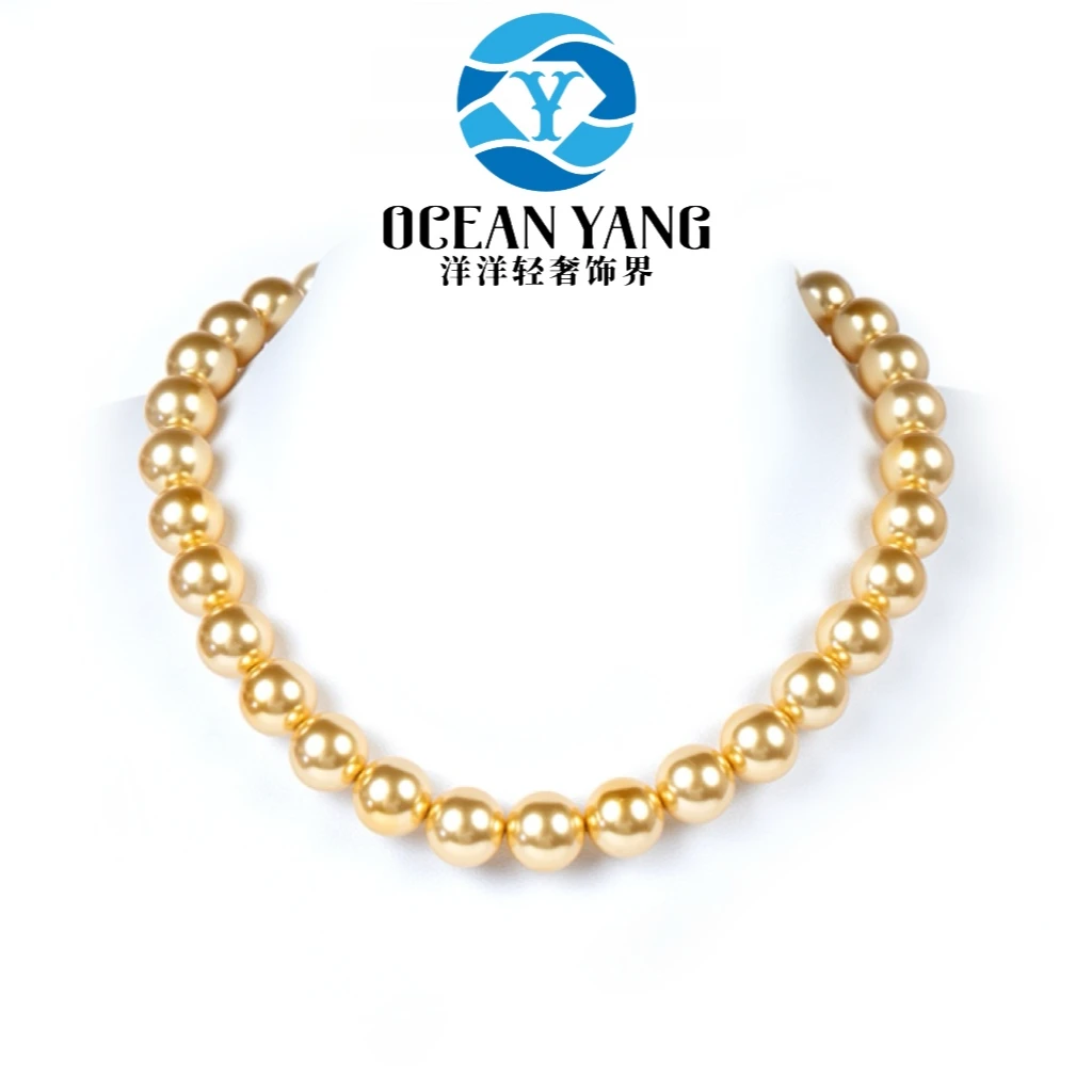 925银银制品 YyQs——S925银 10-12mm 南洋金色满串项链