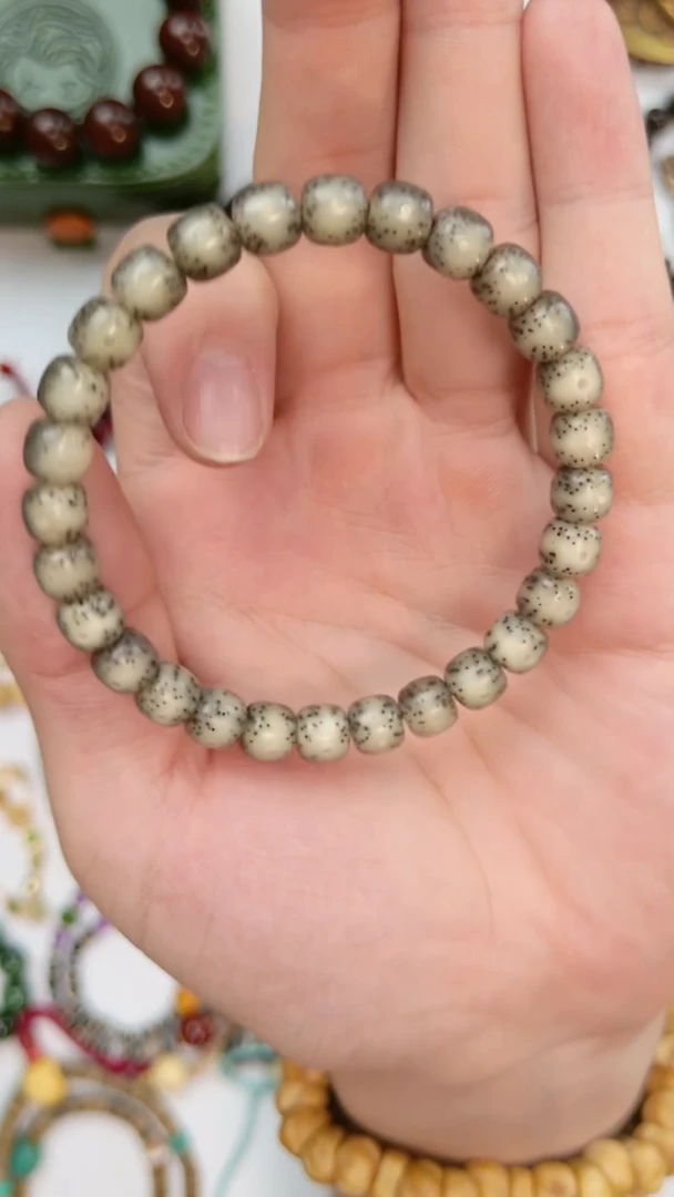 手串星月菩提糯冰冰糖料正月大留白8*7mm