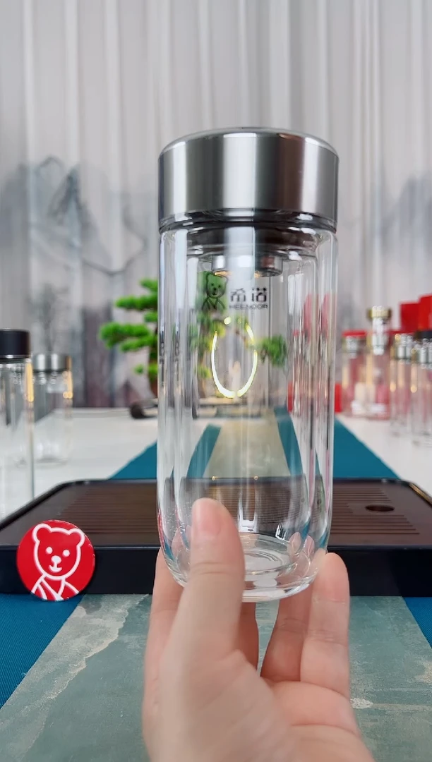 高硼硅玻璃茶隔款希诺双层鹅蛋玻璃杯280毫升礼盒装7157