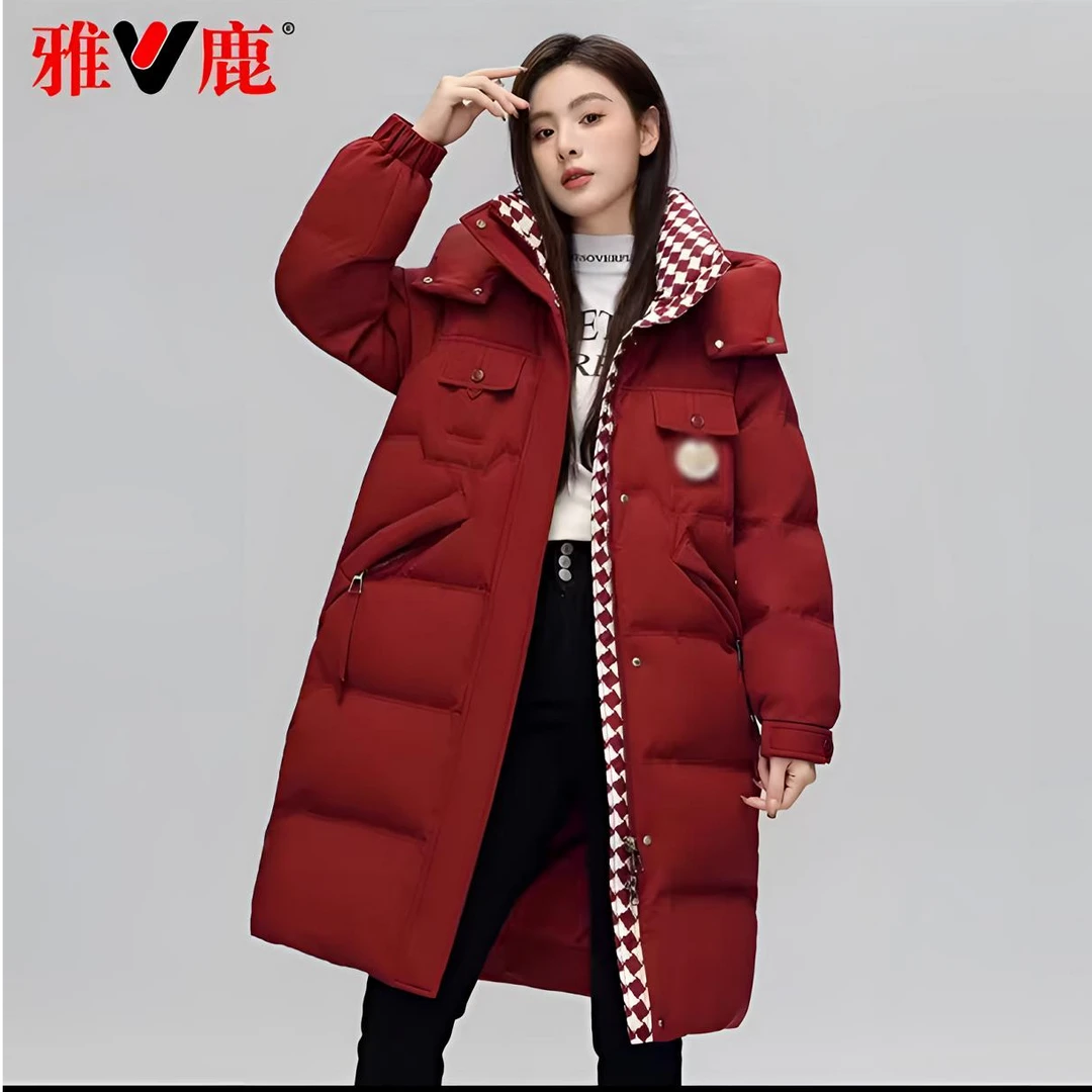 【皓达】女士冬季新款羽绒服女中长款过膝大码宽松加厚保暖外套