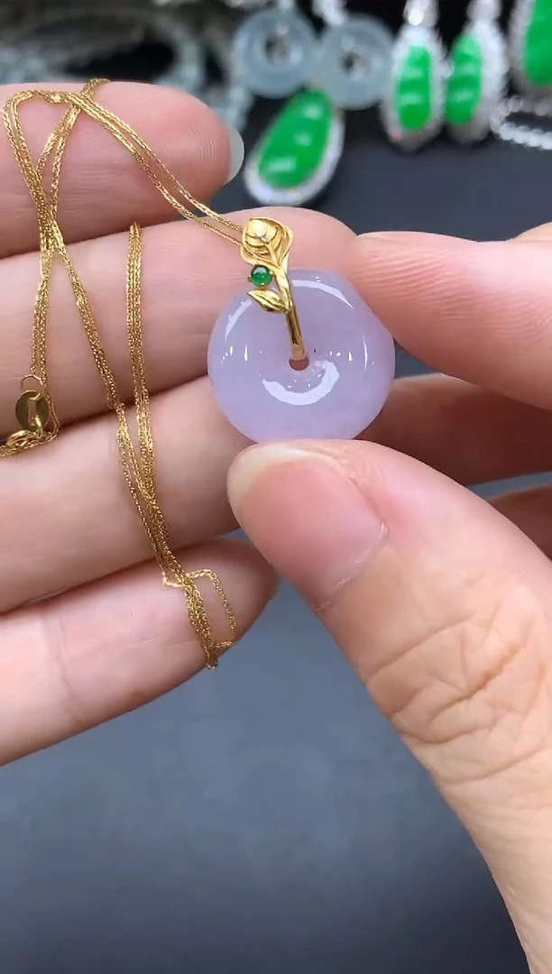 颈饰18K金镶嵌翡翠361-中国好珍宝