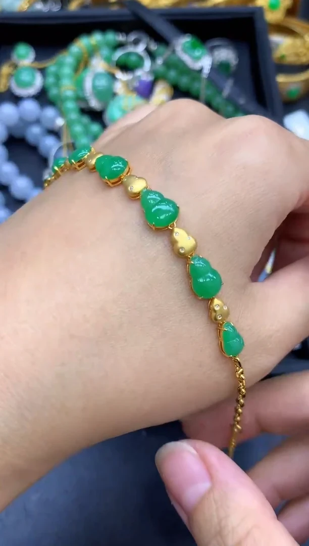18K金镶嵌手链翡翠742-中国好珍宝