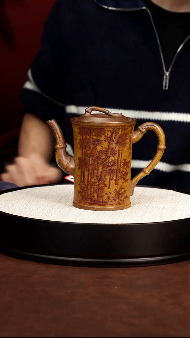 茶壶紫砂柴烧 高竹节 400cc