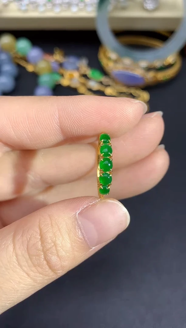 18K金镶嵌戒指翡翠199-雪姐翡翠天天见