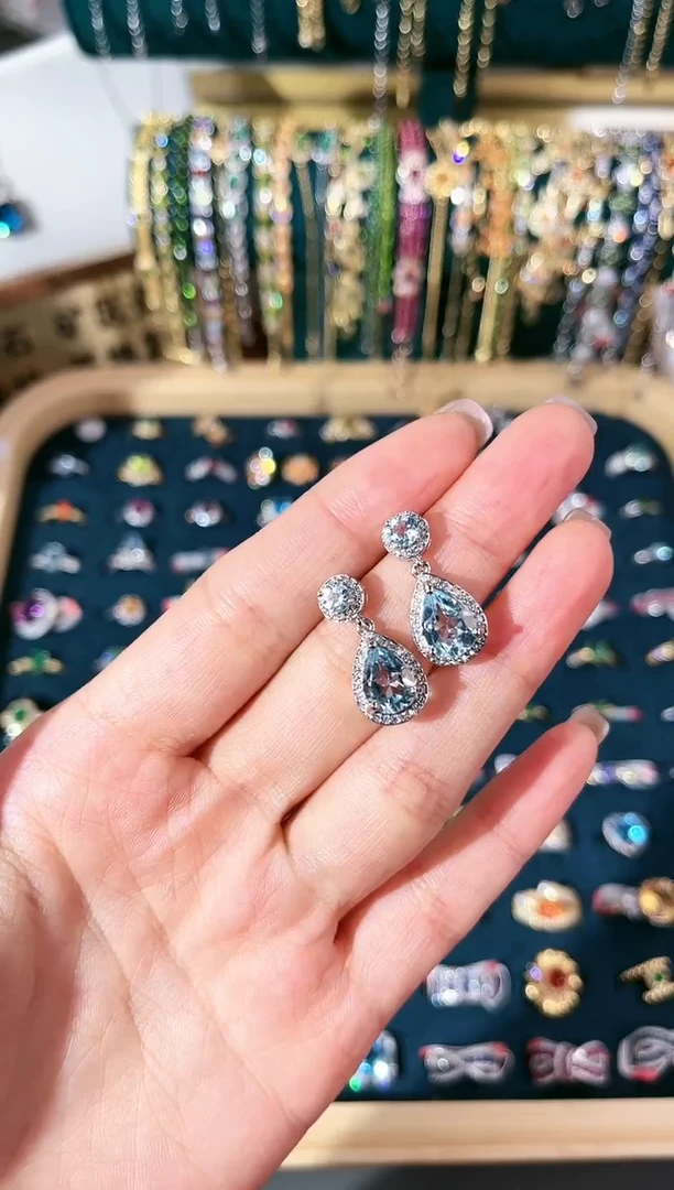 【闪购商品】托帕石耳饰银S925镶嵌S-230