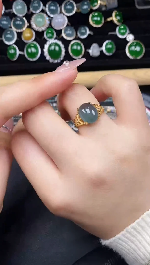银S925镶嵌戒指翡翠23787