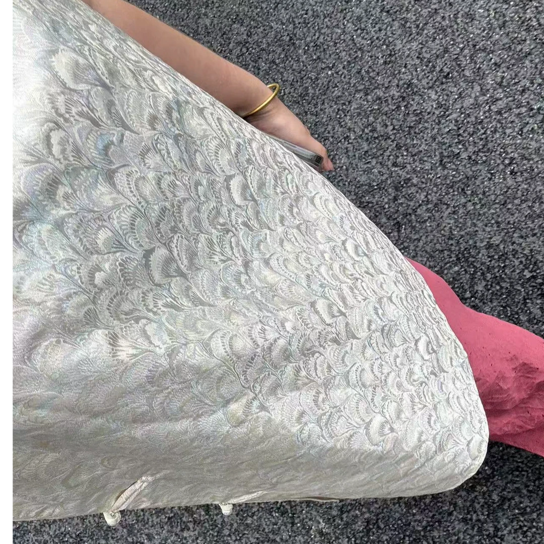 100桑蚕丝！白色羽毛螺钿正绢上衣