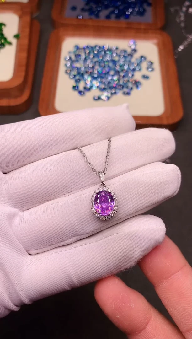 银S925镶嵌颈饰紫色碧玺·····