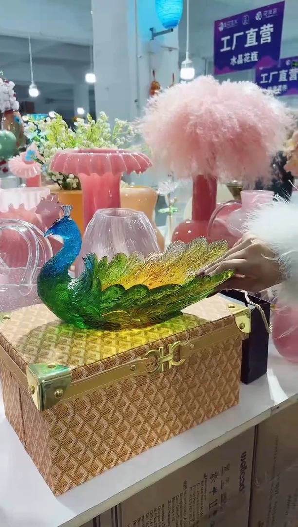 【闪购商品】玻璃YS-琉璃孔雀果盘