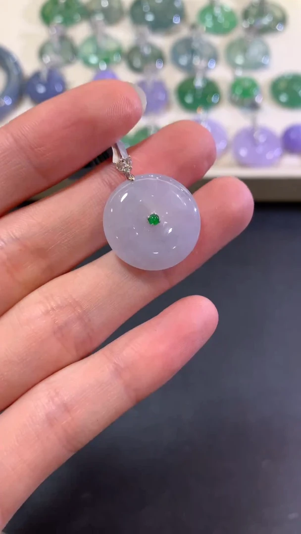 翡翠18K金镶嵌吊坠(不含链)c30.紫色有色差