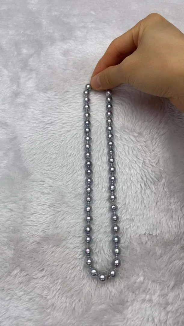 项链银S925镶嵌海水珍珠AK真多麻8-8.5mm