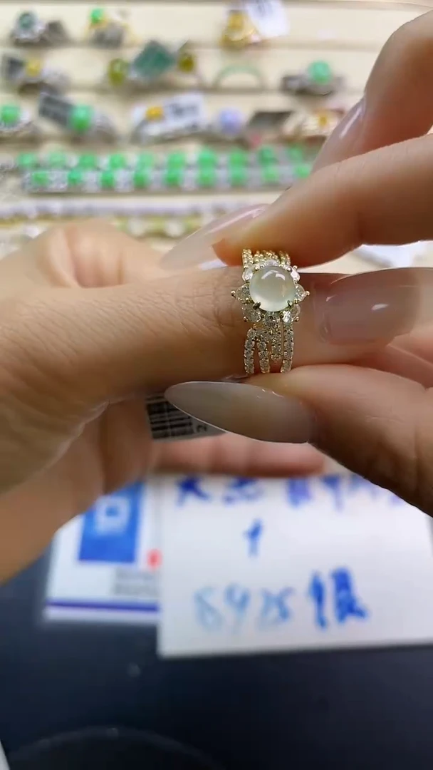 银S925镶嵌戒指翡翠翡翠 蛋面 银S925镶嵌