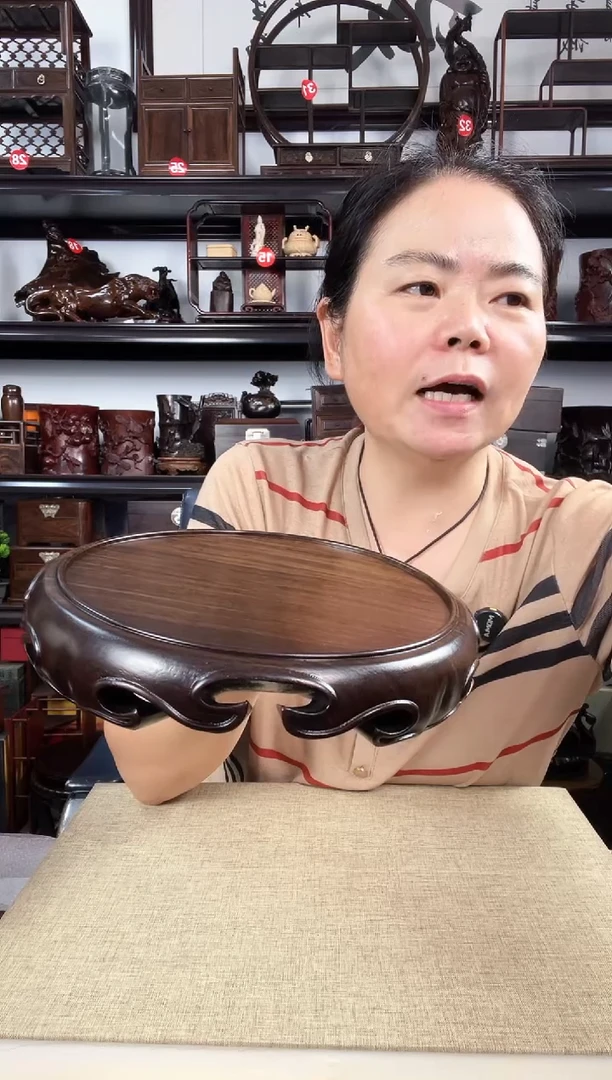 木大卷边圆老李红木工艺品