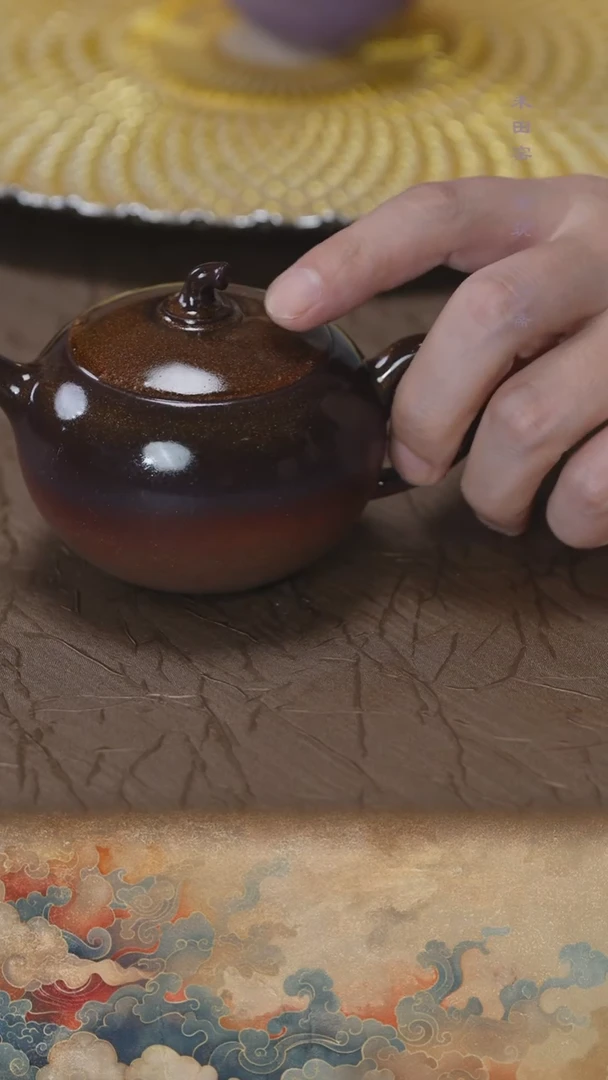 茶壶紫砂微瑕柴烧金沙釉茄瓜160cc