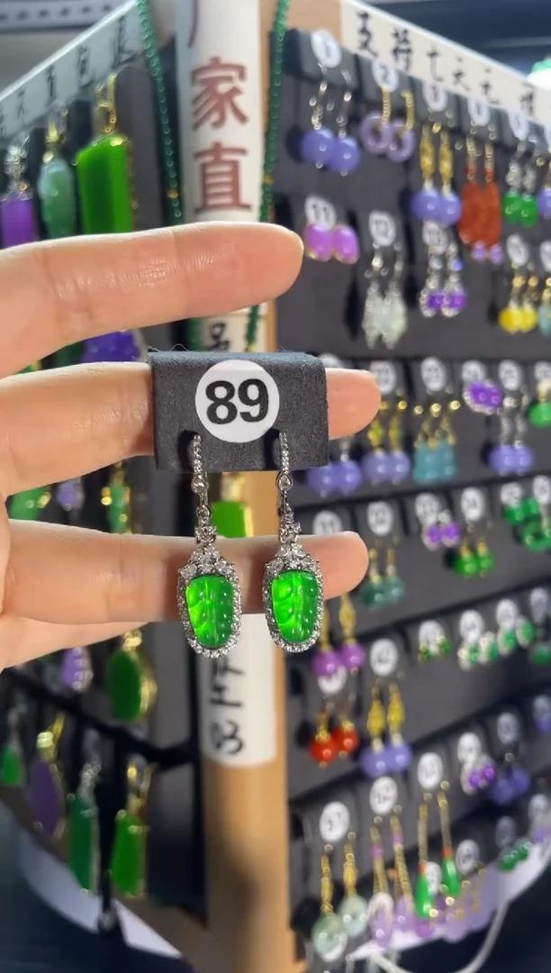 翡翠银S925镶嵌耳饰89