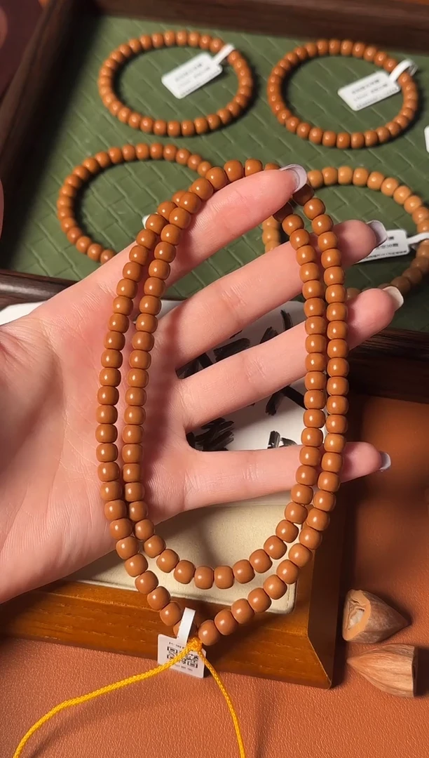 手串橄榄核【168核尖】6.6mm老挝核尖老型108三花面无白 树王老料