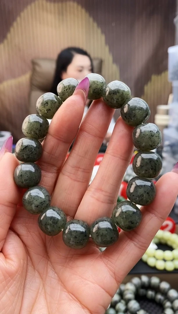 未镶嵌手串和田玉老型点墨青花14