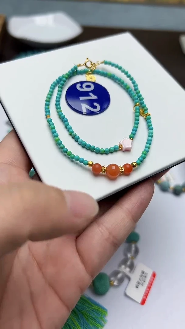 玛瑙/玉髓手串银S925镶嵌912