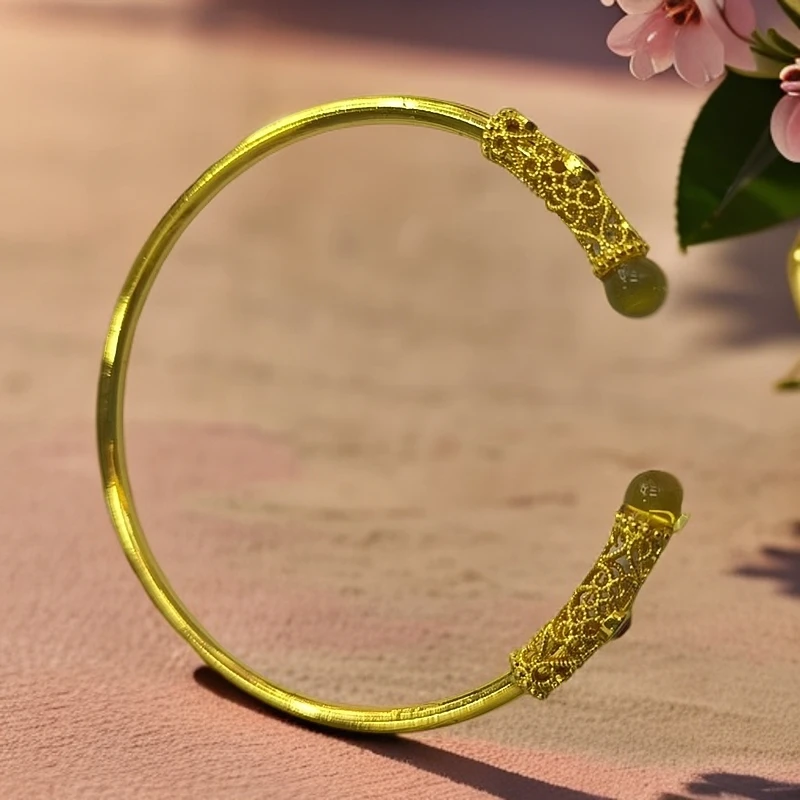 【梦梦专属】【证书+精美礼盒】气质女款合金镶嵌琥珀蓝珀手镯DZ02548