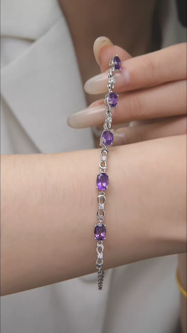 紫晶手链银S925镶嵌-----------