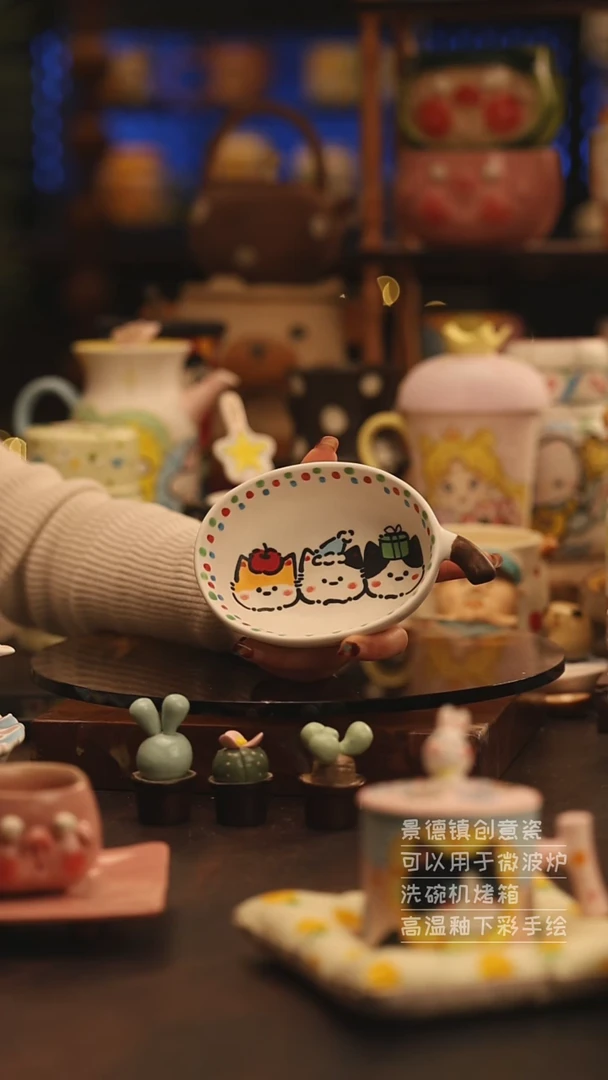 陶瓷景德镇可爱陶瓷釉下彩绘设计师款