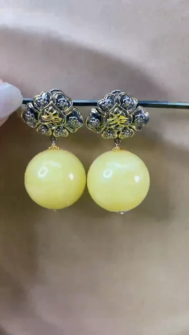琥珀颈饰未镶嵌耳环