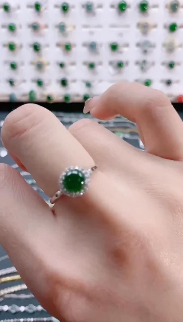 【闪购商品】翡翠戒指银S925镶嵌天然翡翠