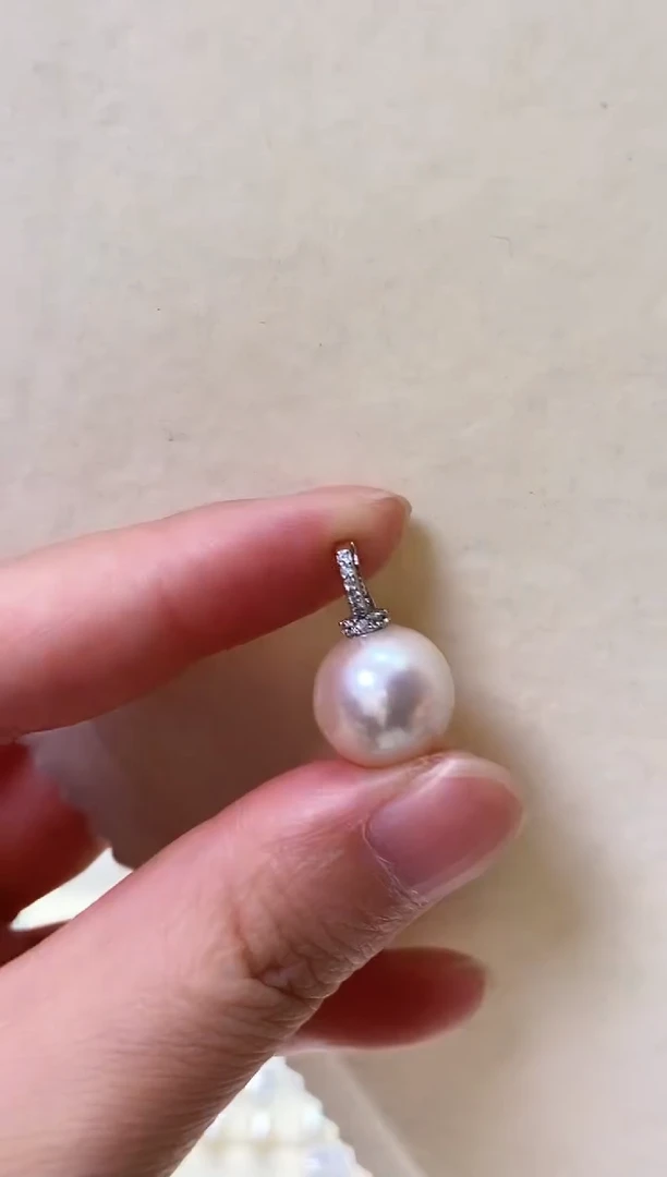 颈饰银S925镶嵌淡水珍珠12mm微瑕