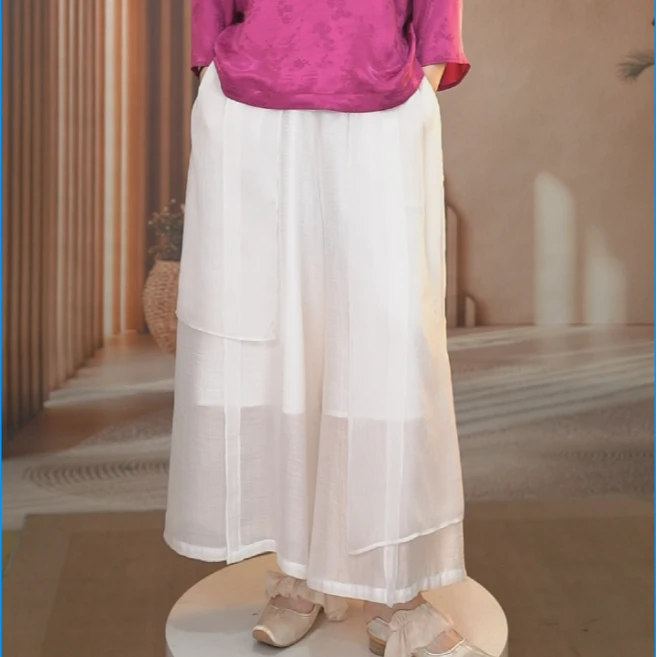 （两色）香飘飘黑白百搭舒适透气双层阔腿仙女裤