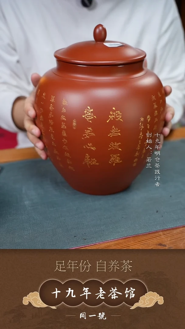 紫砂茶叶罐宜兴原矿紫砂茶叶罐+10饼宝莲