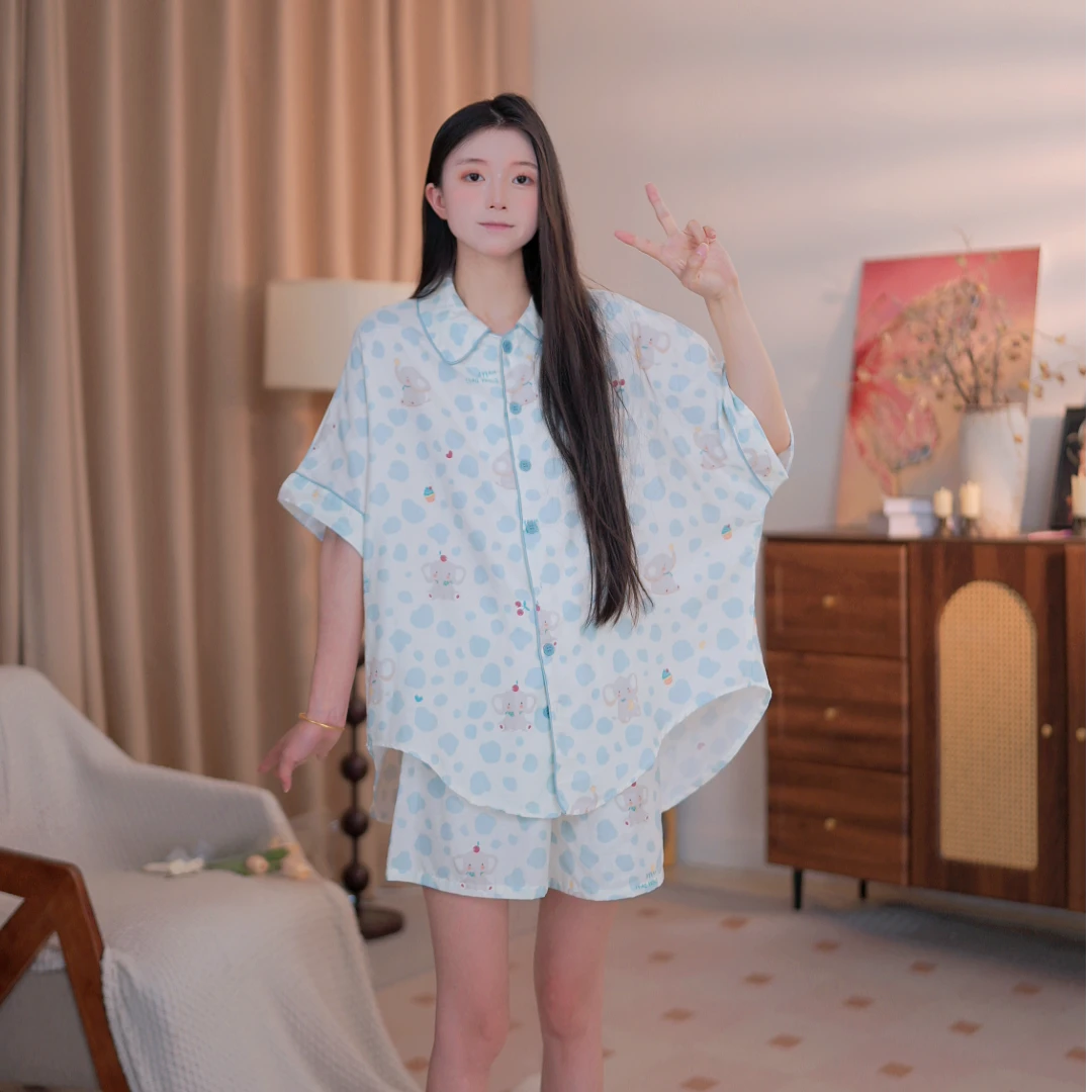 小飞象-睡衣家居服简约时尚舒适女夏季休闲宽松大码短袖