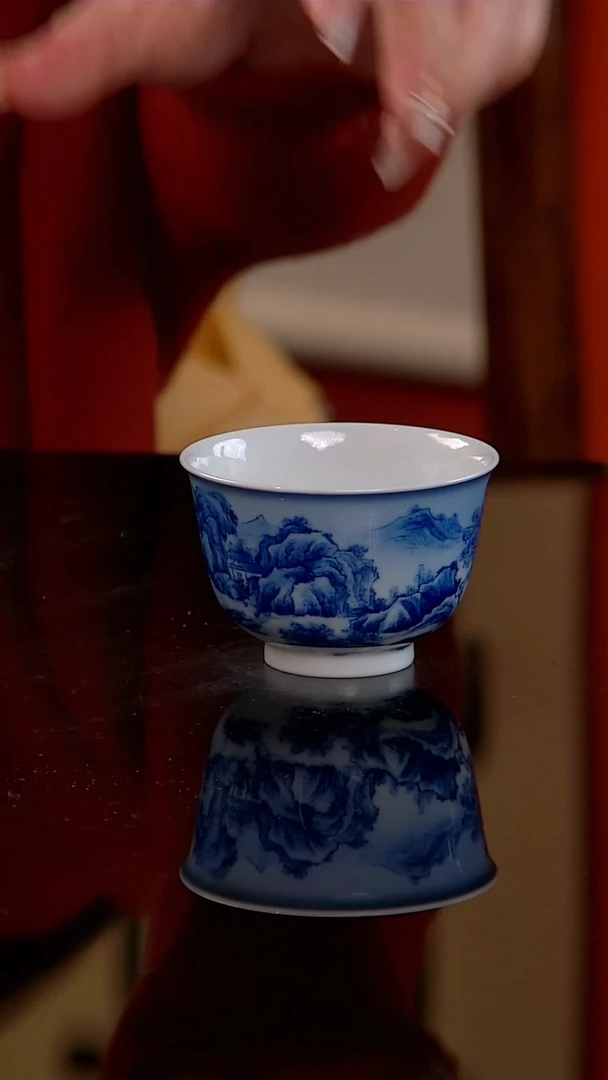 昌宏瓷坊青花夜景山水杯