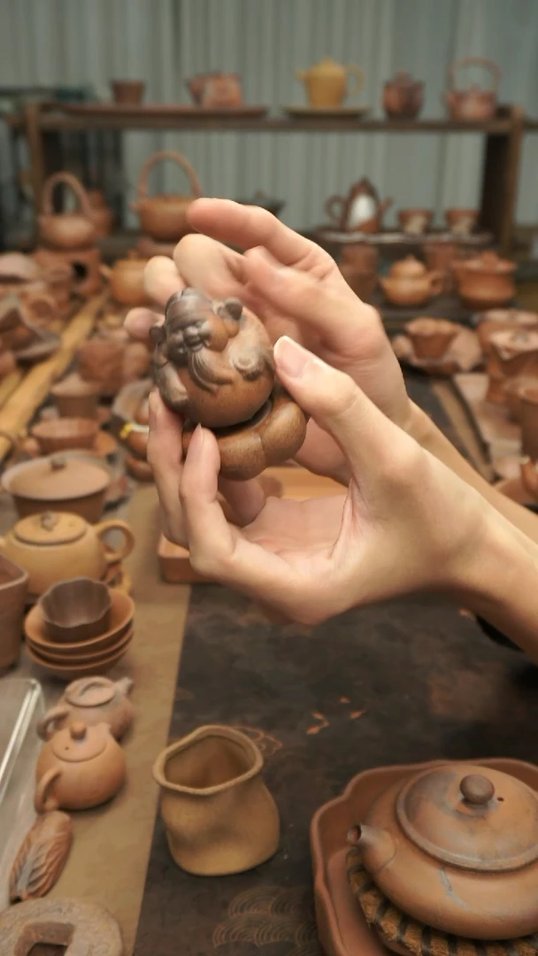 老岩泥原矿料老岩泥  财源滚滚 转转财神茶宠摆件