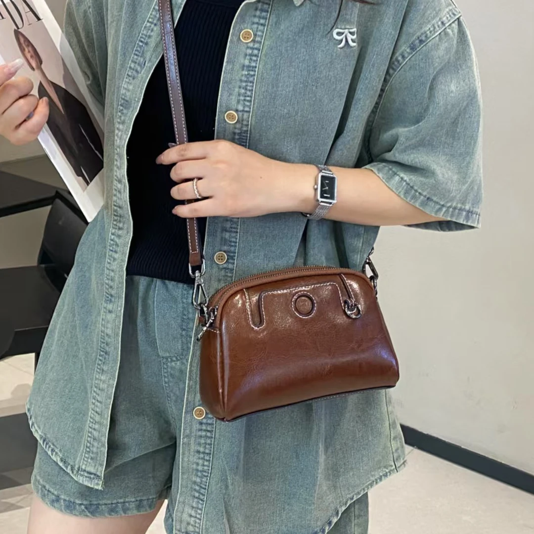 油蜡牛皮斜跨包复古真皮女包时尚新款百搭女包288-1