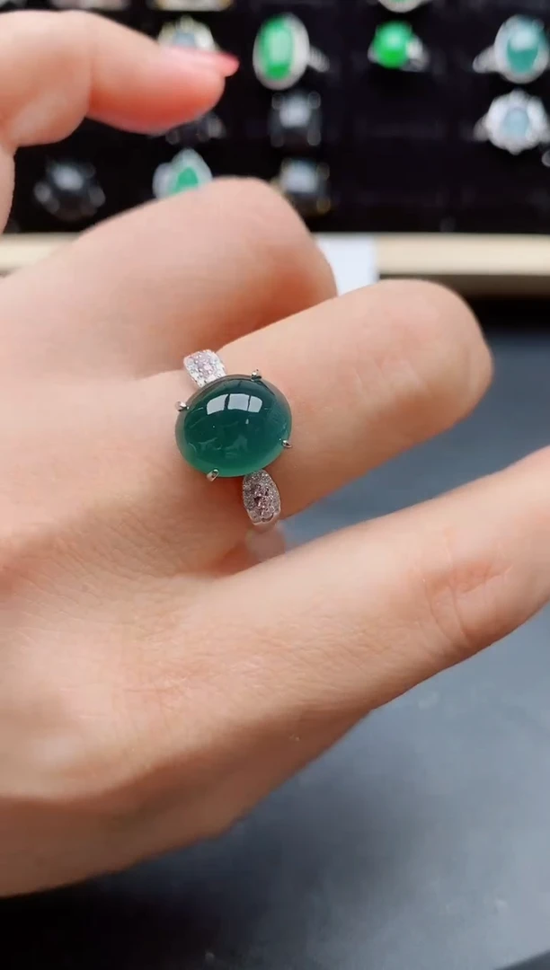 【闪购商品】翡翠戒指银S925镶嵌08500