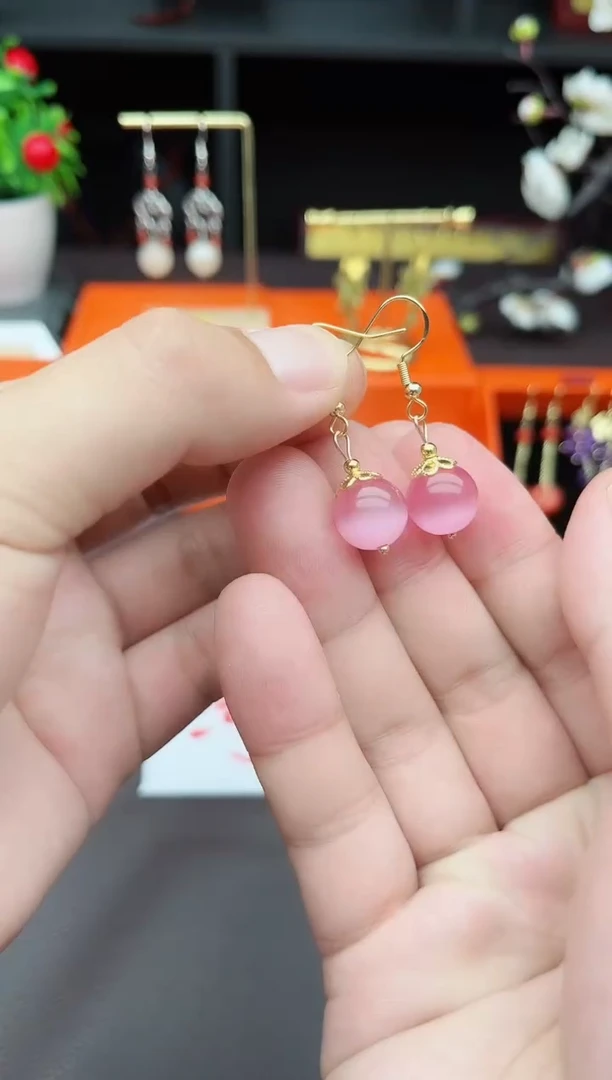 玛瑙/玉髓耳饰银S925镶嵌301000