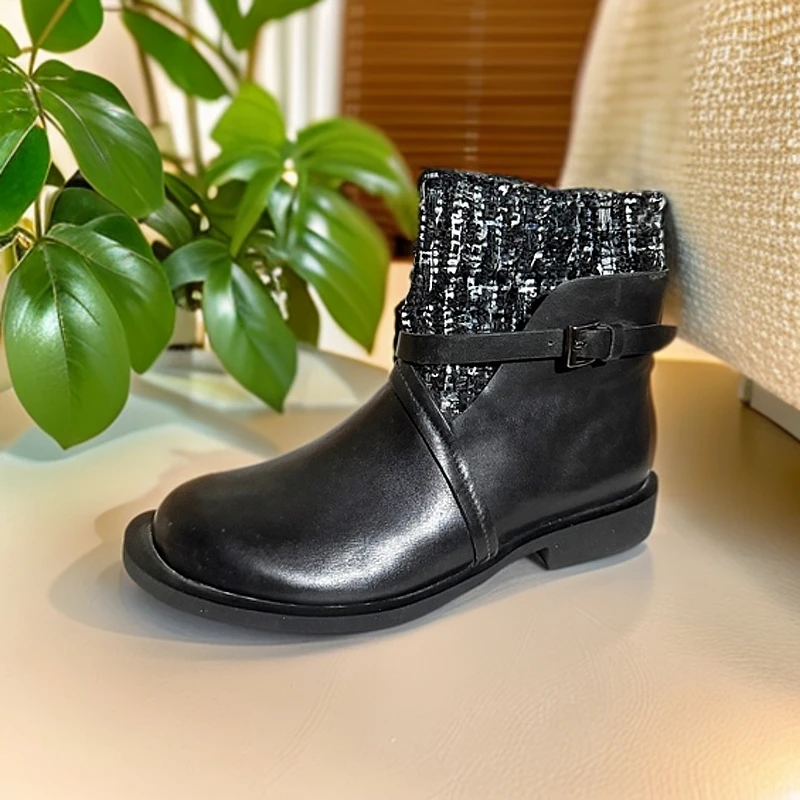 DS2210-1女款时尚百搭手工真皮休闲皮靴