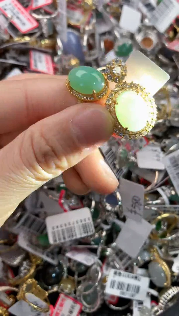 银S925镶嵌戒指翡翠101010-----1