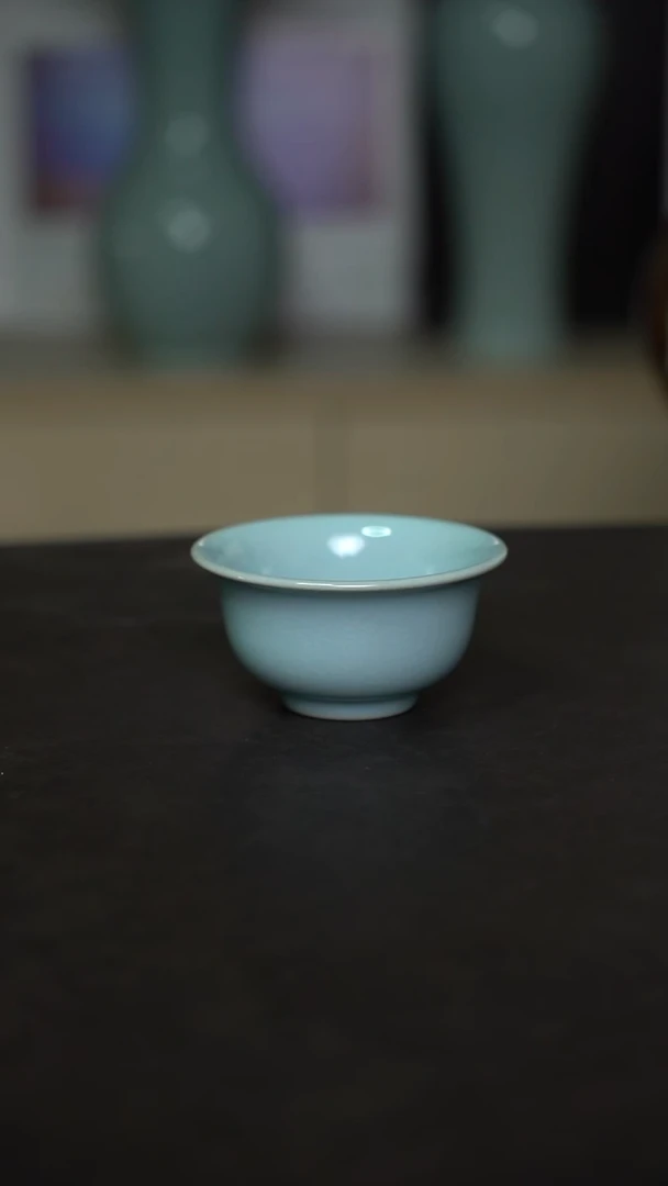 杯子瓷天青釉压手杯一级