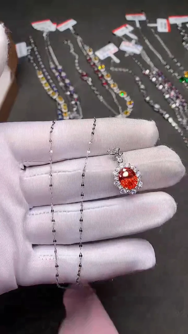 【闪购商品】彩色蓝宝石颈饰银S925镶嵌...........