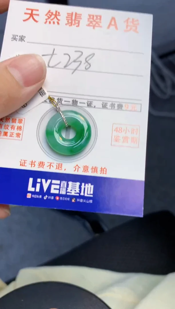 颈饰18K金镶嵌翡翠天然缅甸A货翡翠百元以上9元证书费自理