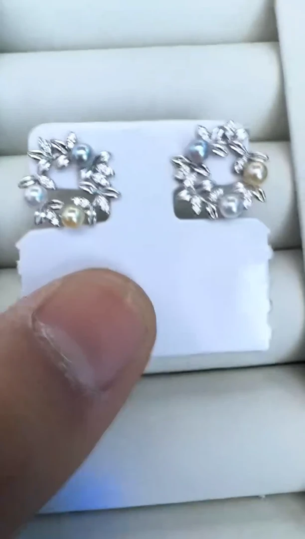 【闪购商品】海水珍珠耳饰银S925镶嵌耳钉