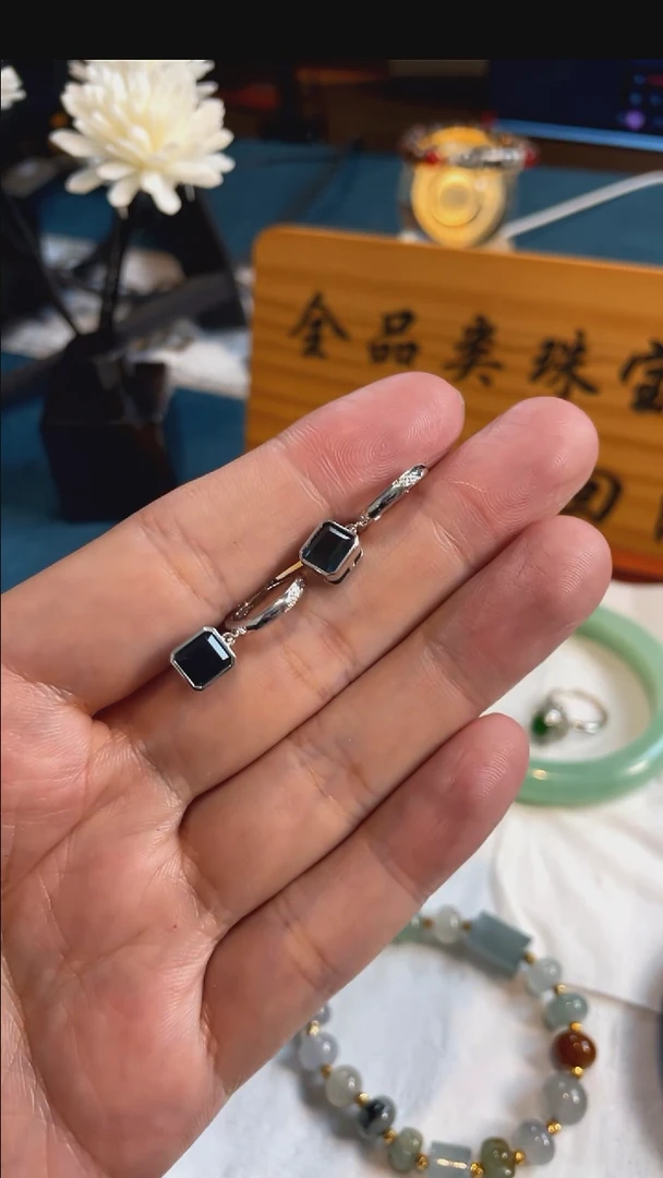 18K金镶嵌耳饰定制碧玺7240号