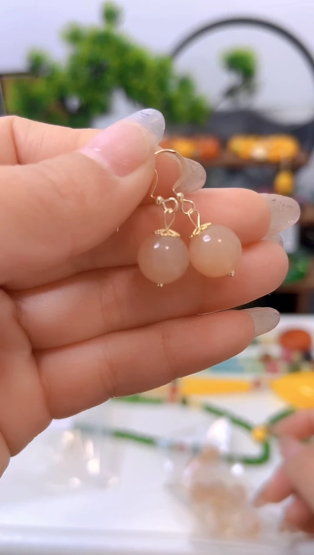 【闪购商品】和田玉耳饰14K金镶嵌耳饰E672