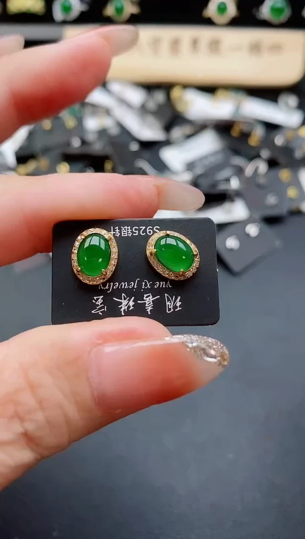 银S925镶嵌戒指翡翠1