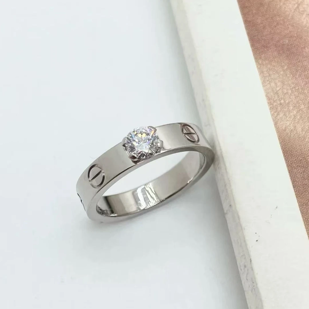 99新 Cartier/卡地亚 活动佳珊26896 18K白金 戒指单钻23分 53码