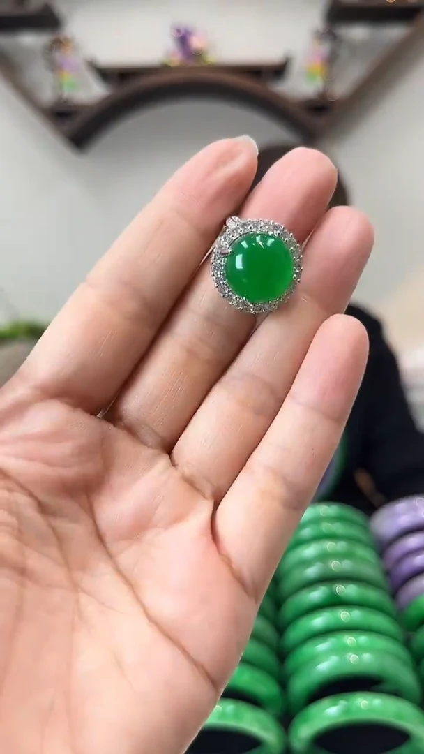 【闪购商品】翡翠戒指未镶嵌闪38 蛋面戒指